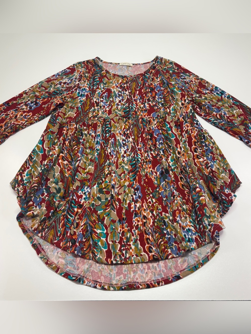 Beeson River Plus 1X Boho Floral Tunic Babydoll Top Cottagecore Fall